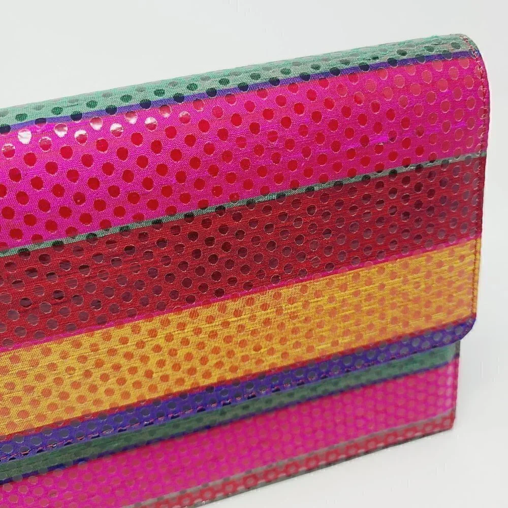 Timothy Hitsman | Vintage Multicolor Large Striped Rectangular Shaped Clutch Bag